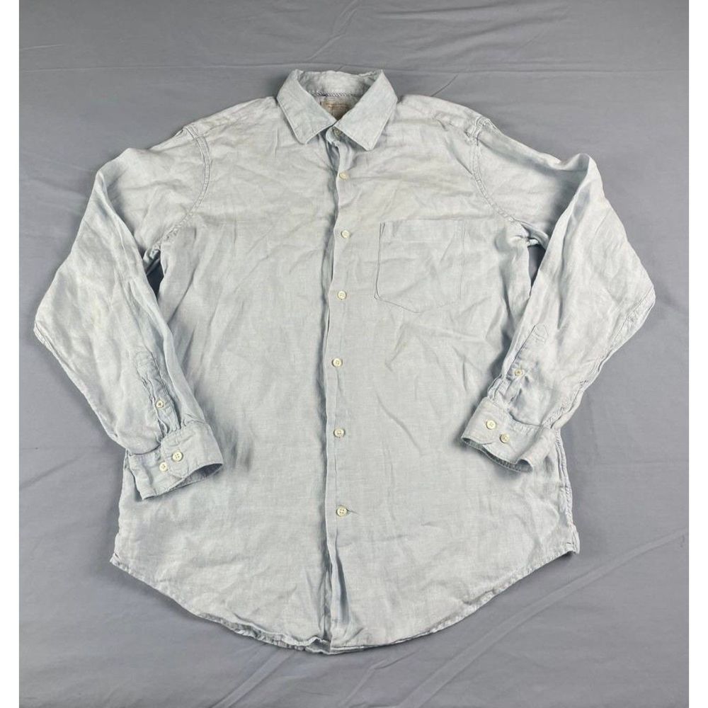 Banana Republic Linen Button Down Men's Shirt with Pocket Light Blue Sz L